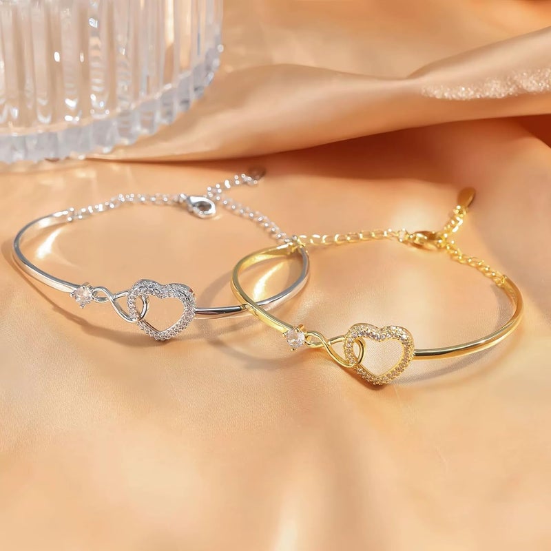 DivaGlamz To My Daughter Forever Connected Bracelet, Infinity Forever Love Heart Bracelets You Are Always In Mine From Mom Cubic Zirconia Adjustable Inspirational Gift Jewelry - Image 4